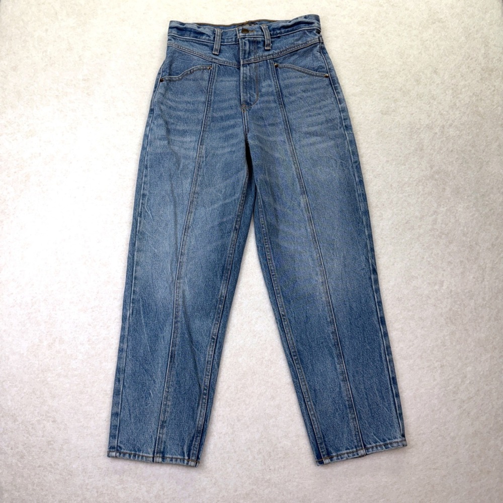 Abercrombie & Fitch Mom Jeans Womens 4R 27 Blue Seamed High Rise 80s Retro Indie
